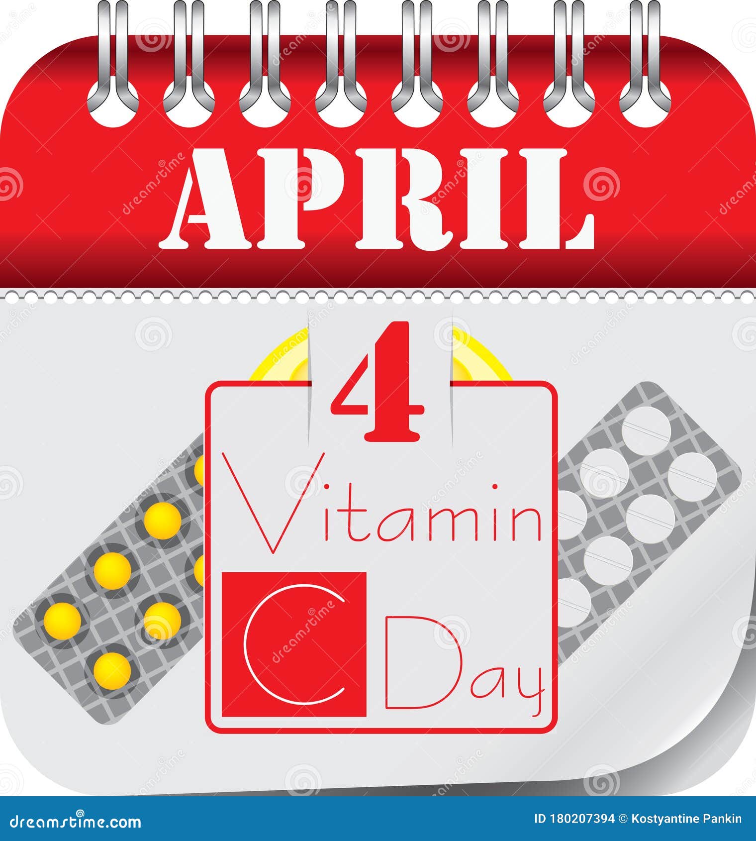 Calendar April Vitamin C Day Stock Vector Illustration of organizer