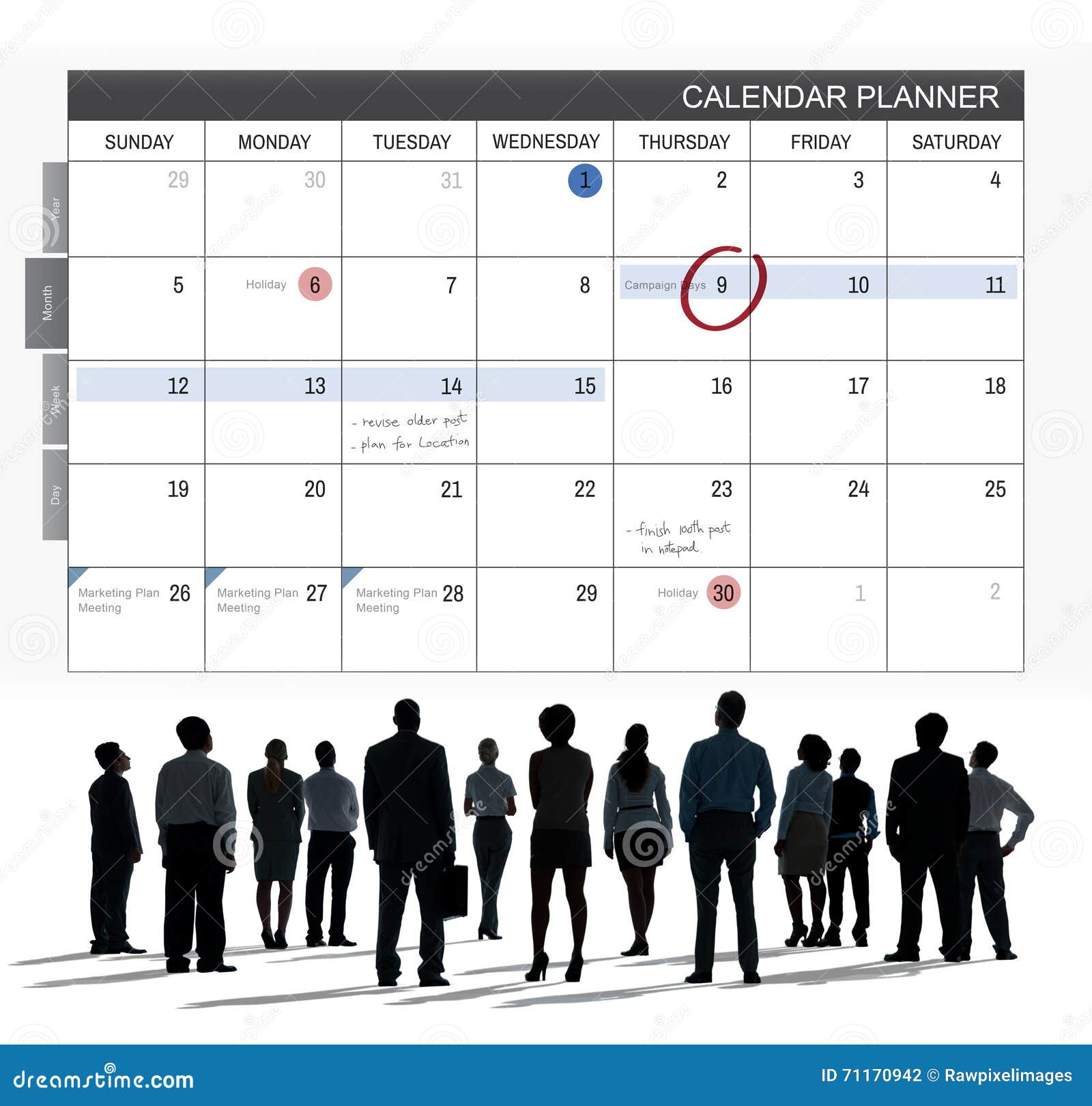 calendar planner organization management remind concept