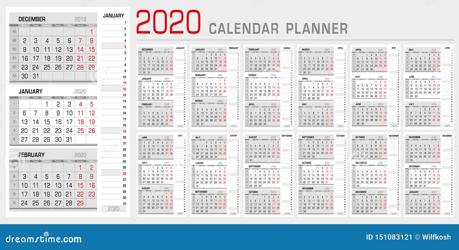 calendar planner template 2020 week start from monday 3 3 month printable calendar 2020