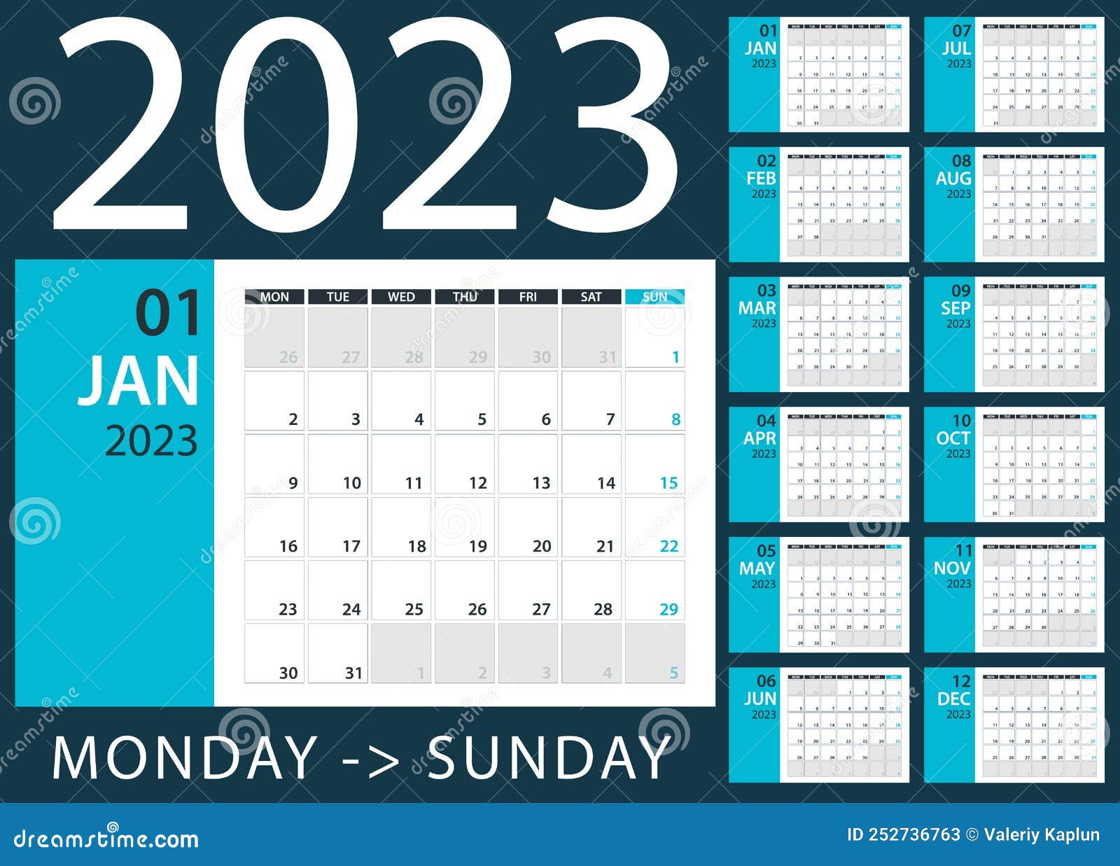 Calendar Planner For 2023. Calendar Template For 2023. Stationery