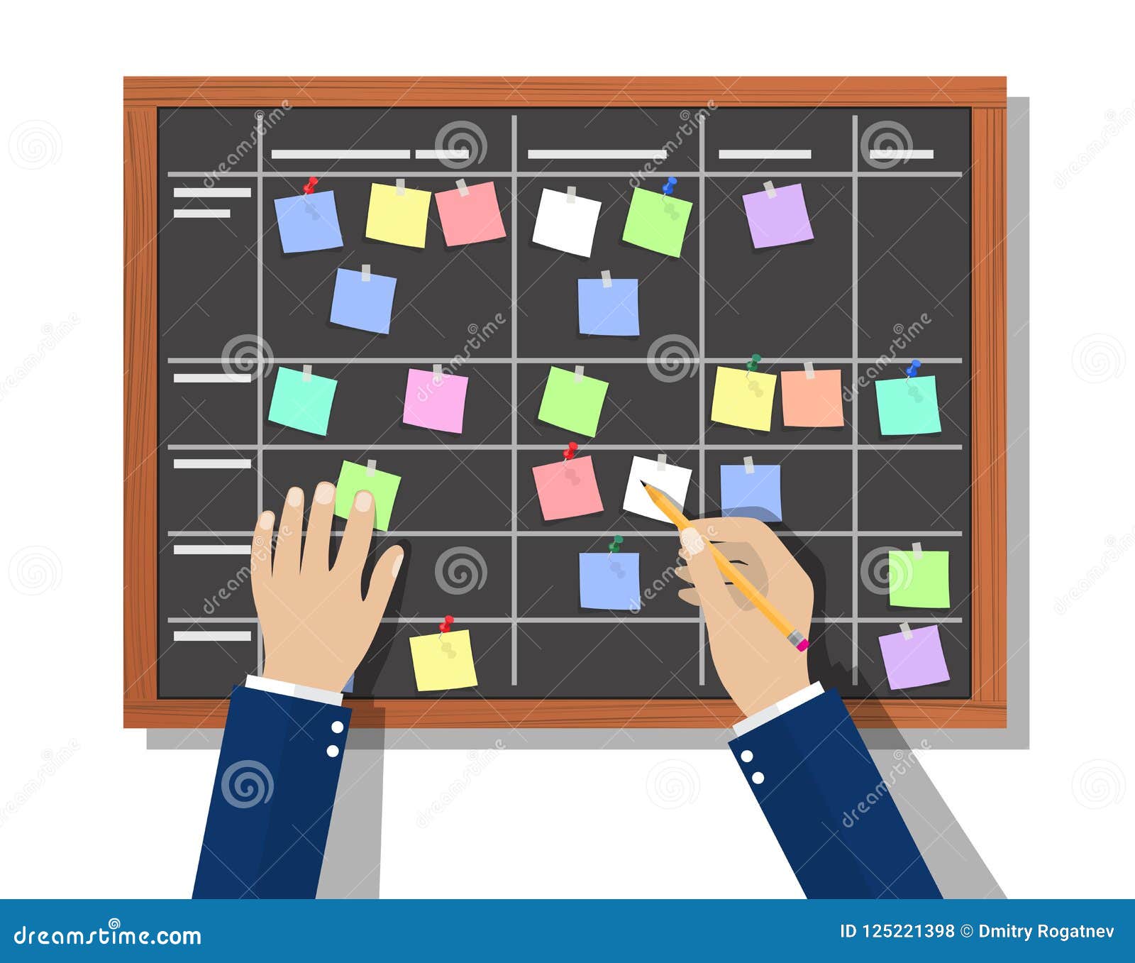 Calendar Schedule Board with Collaboration Plan, Stock Vector Illustration of fold, company