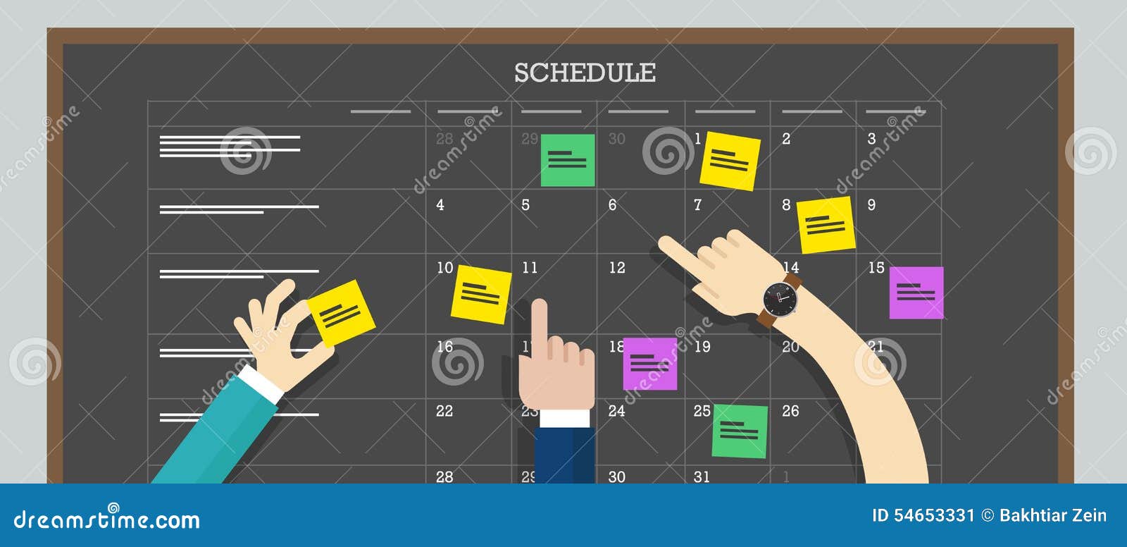 calendar schedule board with hand plan