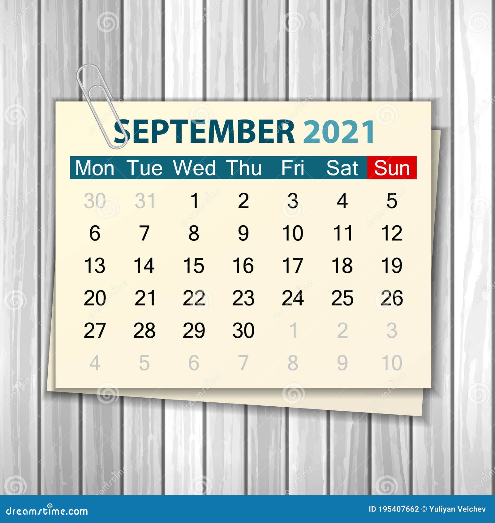 Calendar September Vector Illustration