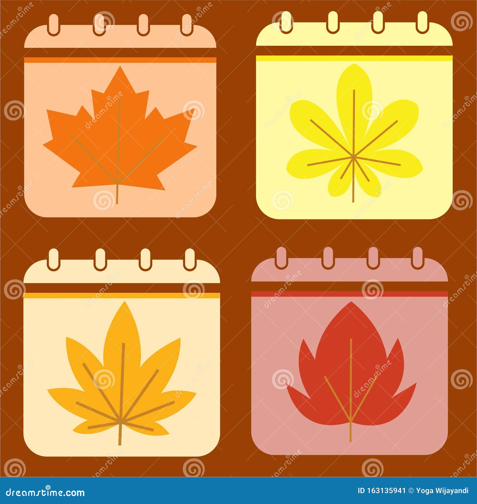 Calendar Background Design with Autumn Leaves Stock Vector - Illustration  of dark, letters: 163135941