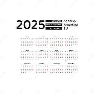 Calendar 2025 Spanish Language With Argentina Public Holidays Week Starts From Sunday Stock Calendar 2025 Spanish Language With Argentina Public Holidays Week Starts From Sunday Stock