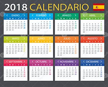 Calendar 2018 Spanish Version Stock Illustration Illustration Of 