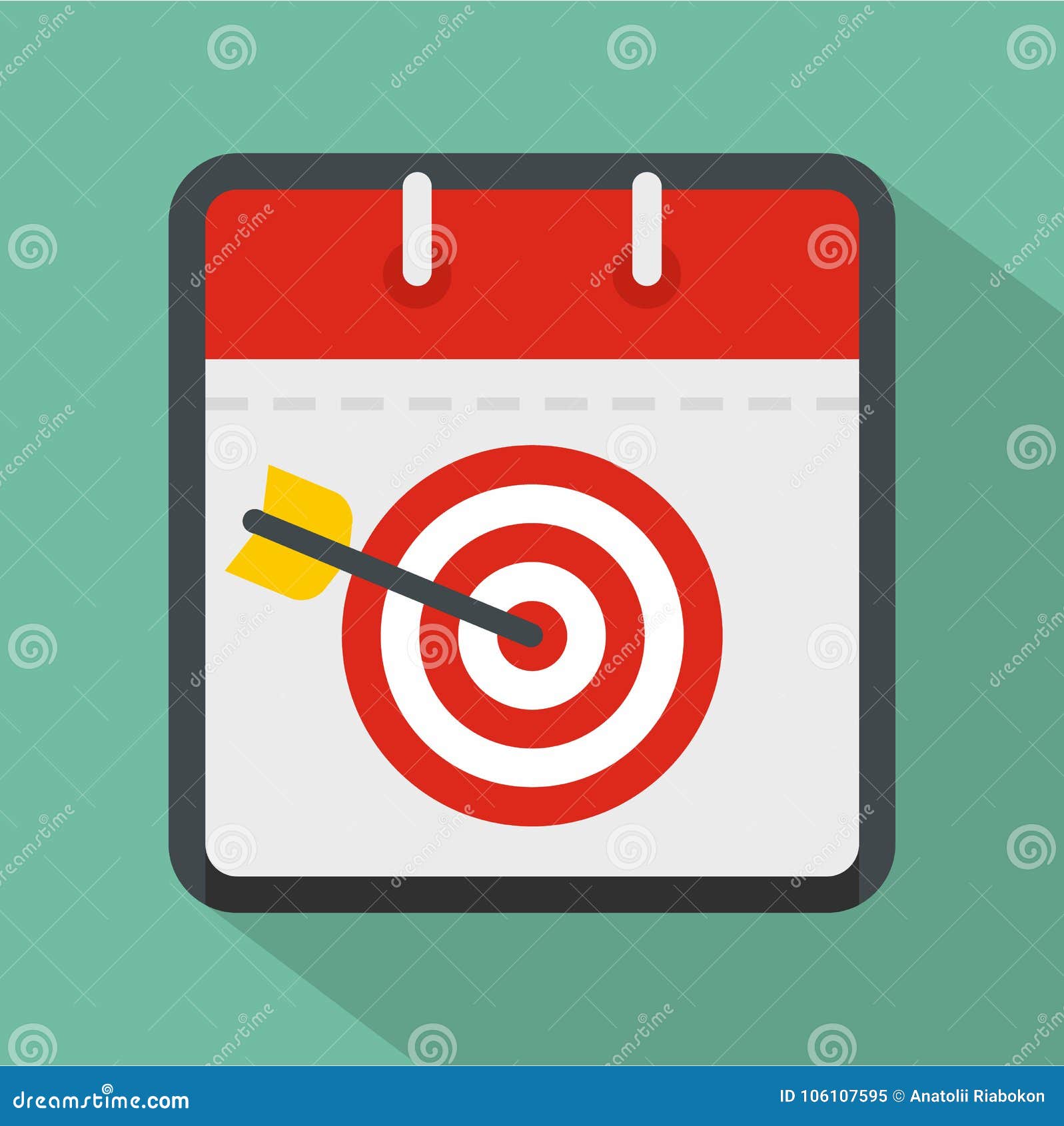 Calendar Target Icon Flat Style Stock Vector Illustration of
