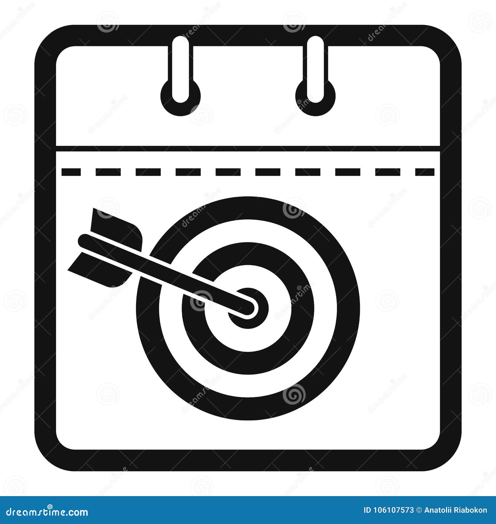 Calendar Target Icon, Simple Black Style Stock Vector Illustration of