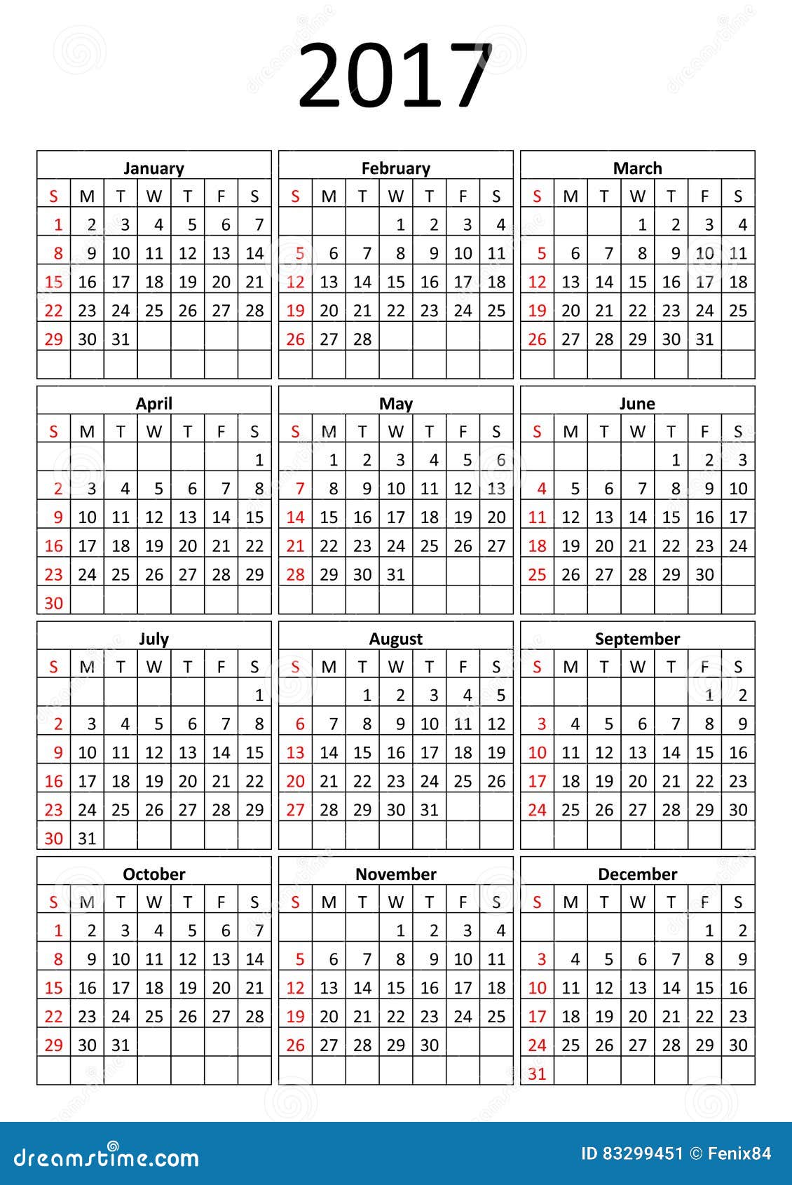 Calendar 17 Template Without Background For Print Vertical A Stock Vector Illustration Of April December