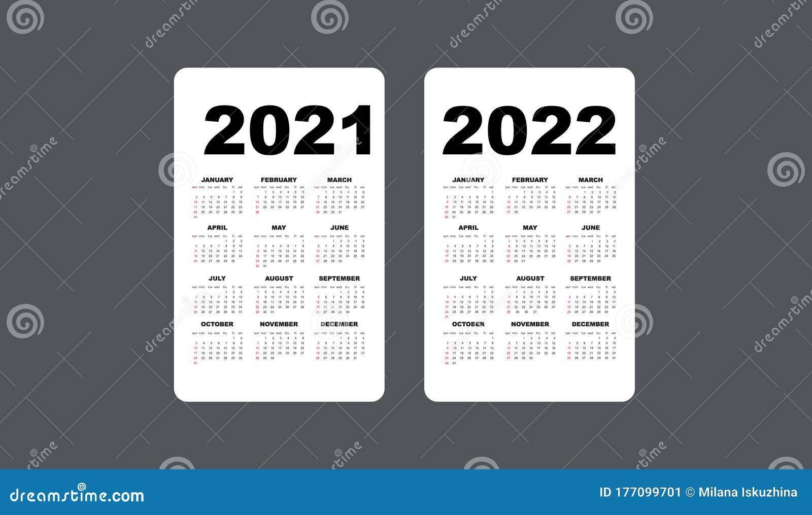 Calendar 2021 And 2022 Template. Calendar Design In Black