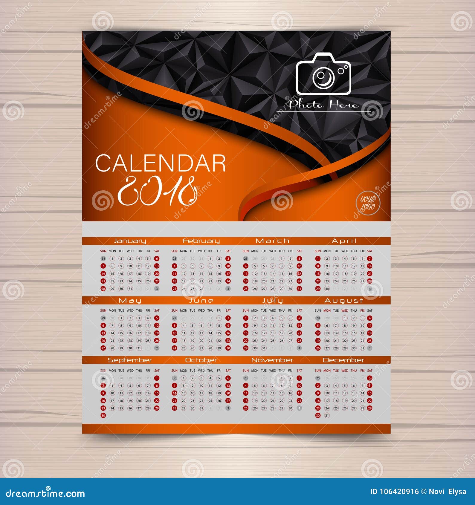 Calendar for 2018 Template Flyer Design Stock Vector Illustration of Calendar for 2018 Template Flyer Design Stock Vector Illustration of
