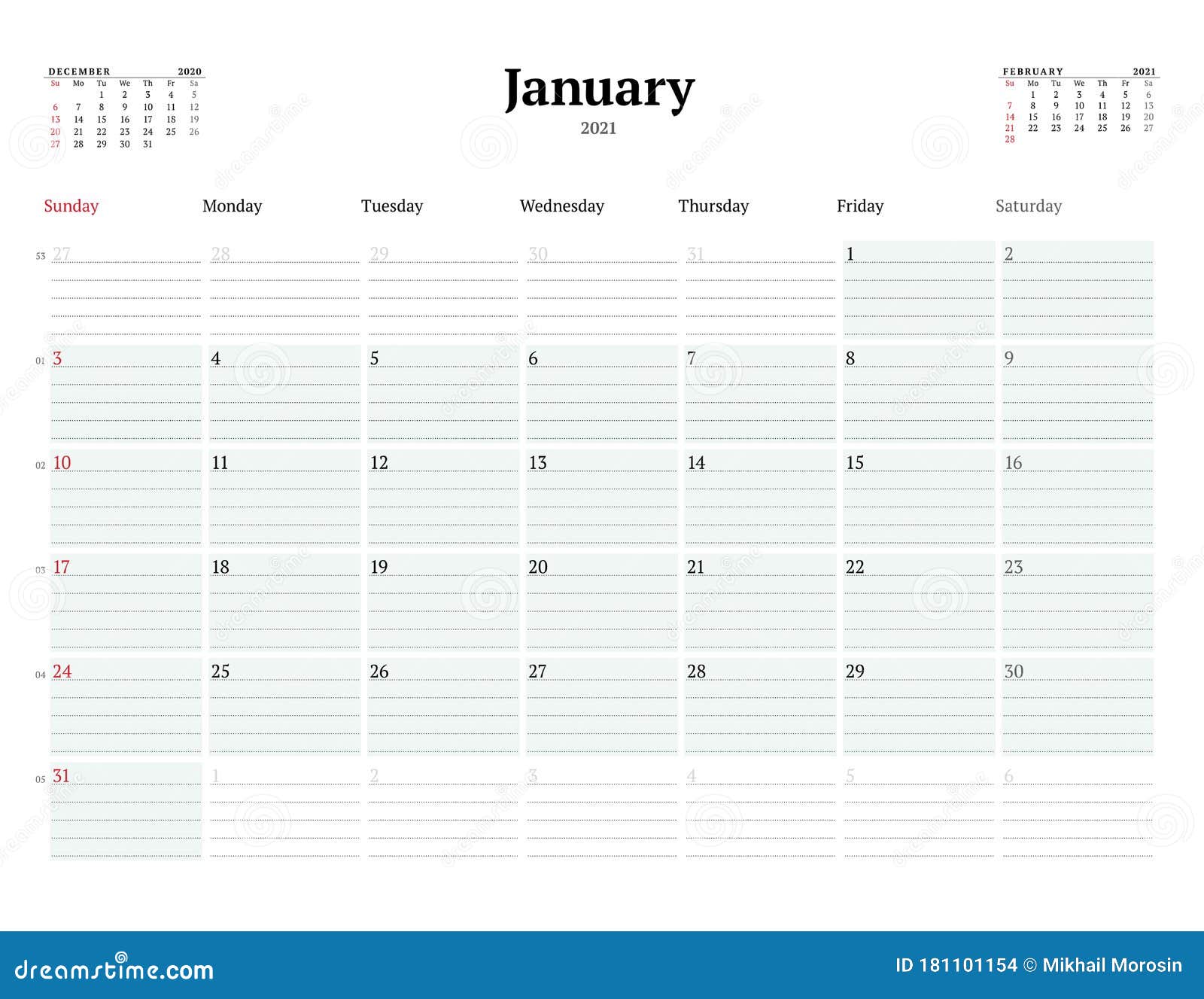 31+ January 2021 Free Printable Calendar 2021 Monthly Images