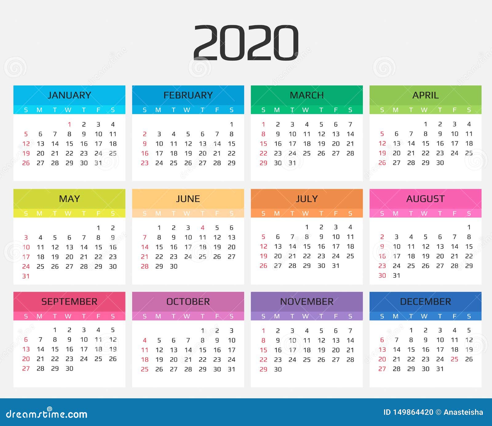 Calendar 2020 template. 12 Months. include holiday event. Week Starts Sunday. Calendar 2020 template.12 Months include holiday event