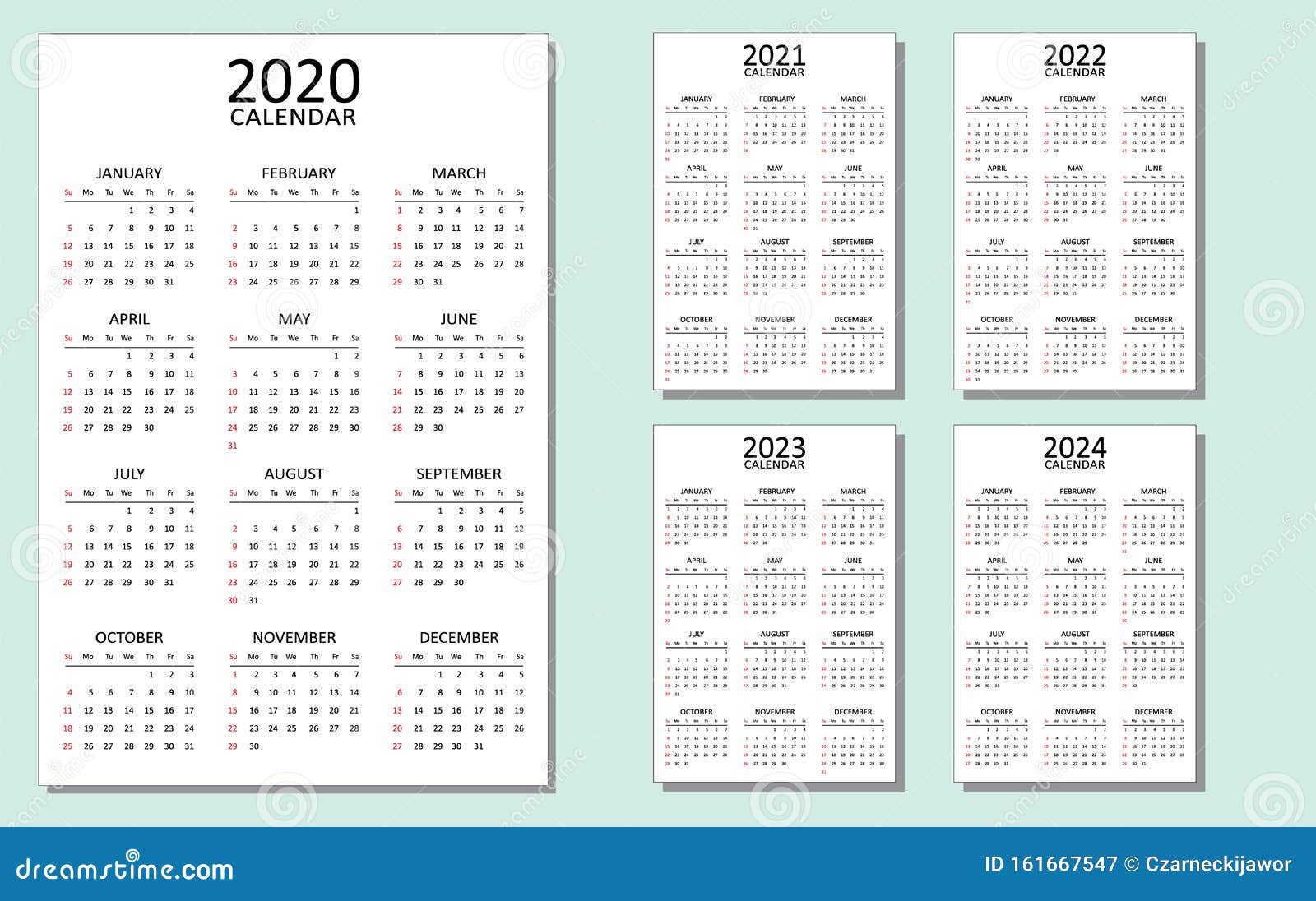 calendar template. 12 months on one page.