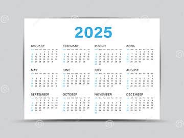 Calendar 2025 Template Desk Calendar 2025 Year Wall Calendar 2025 Template Vector Illustration