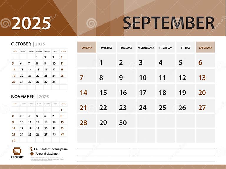 Calendar 2025 Template, September 2025 Year, Desk Calendar 2025
