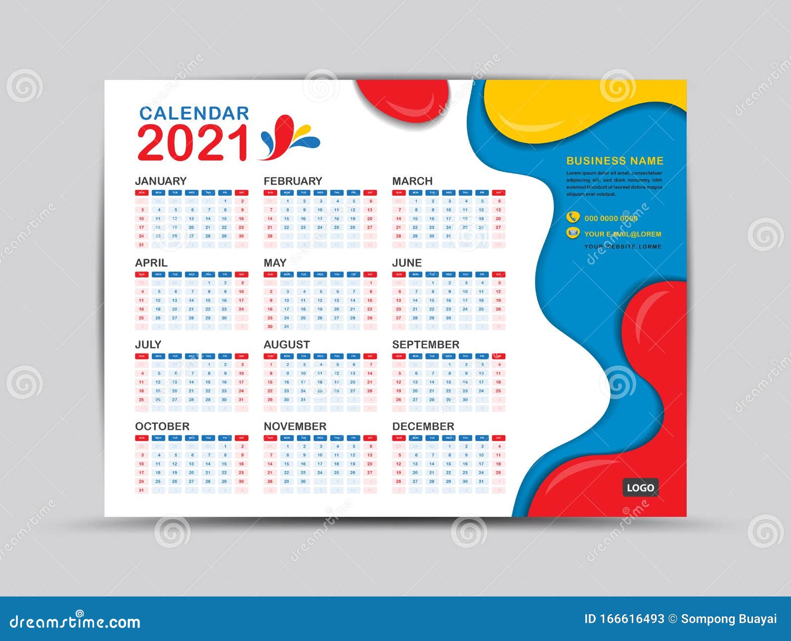 Calendar 2021 Template, Set of 12 Months, Fluid Colorful Background Stock  Vector - Illustration of march, vector: 166616493