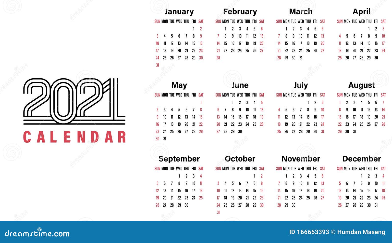 2021 Calendar Template Simple Design Stock Vector Illustration Of August Monday 166663393 2021 calendar weekends