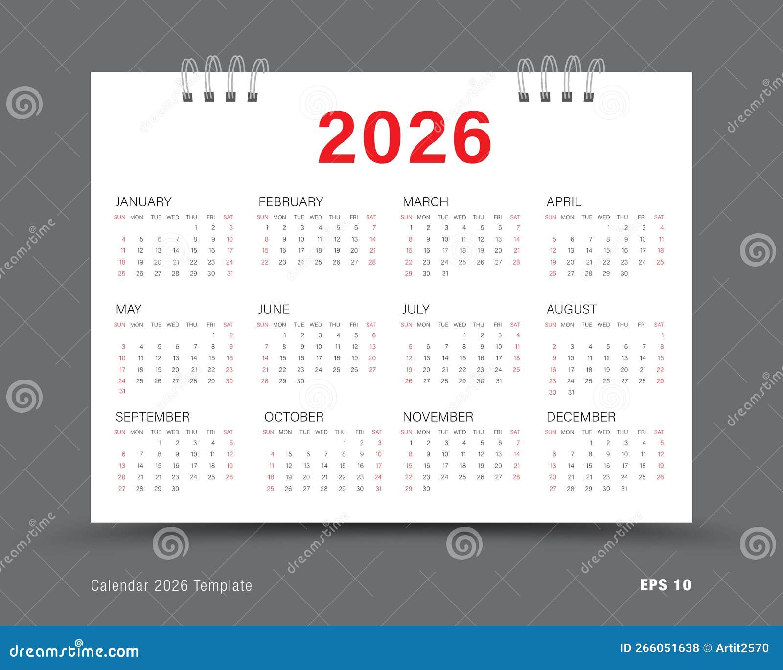 Calendar 2026 Template Vector, Set of 12 Calendar in 2026, Wall Calendar 2026 Year, Business 