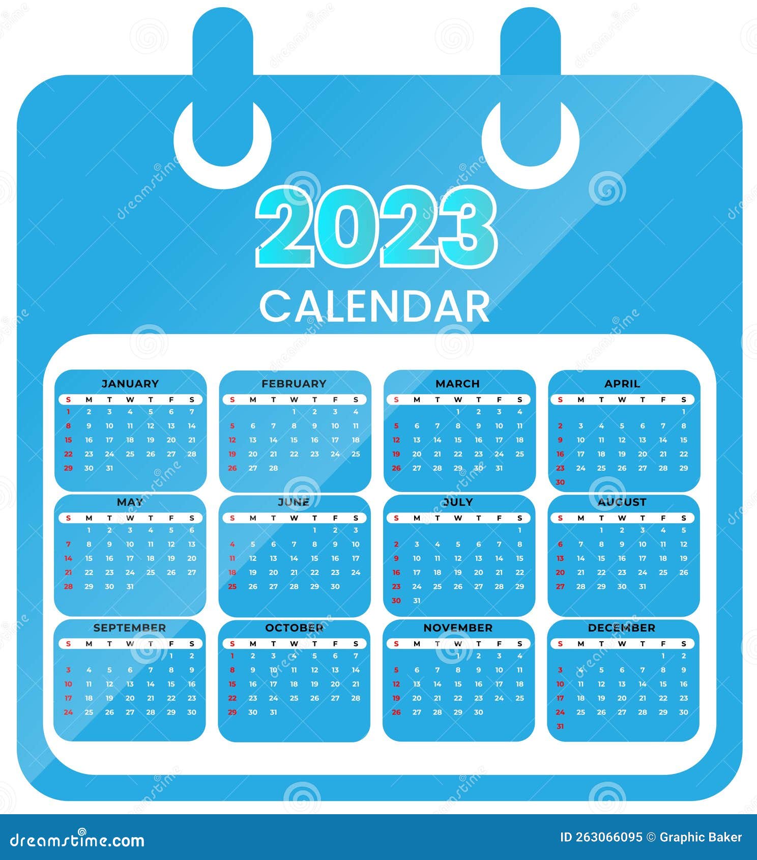 Calendar 2023 Template Vector Simple Minimal Design Planner 2023 Year