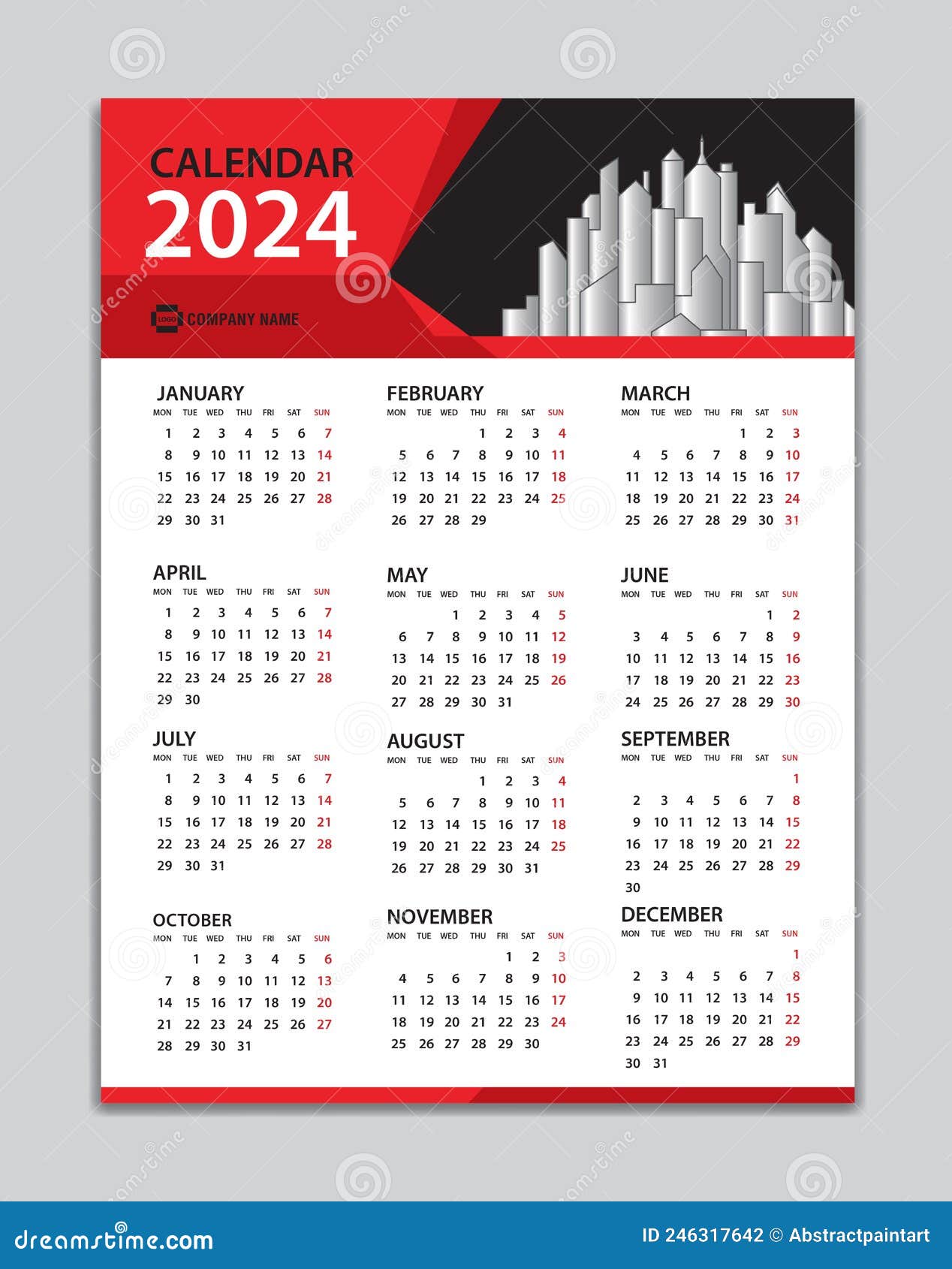 Calendar 2024 Template, Wall Calendar 2024 Year, Desk Calendar 2024