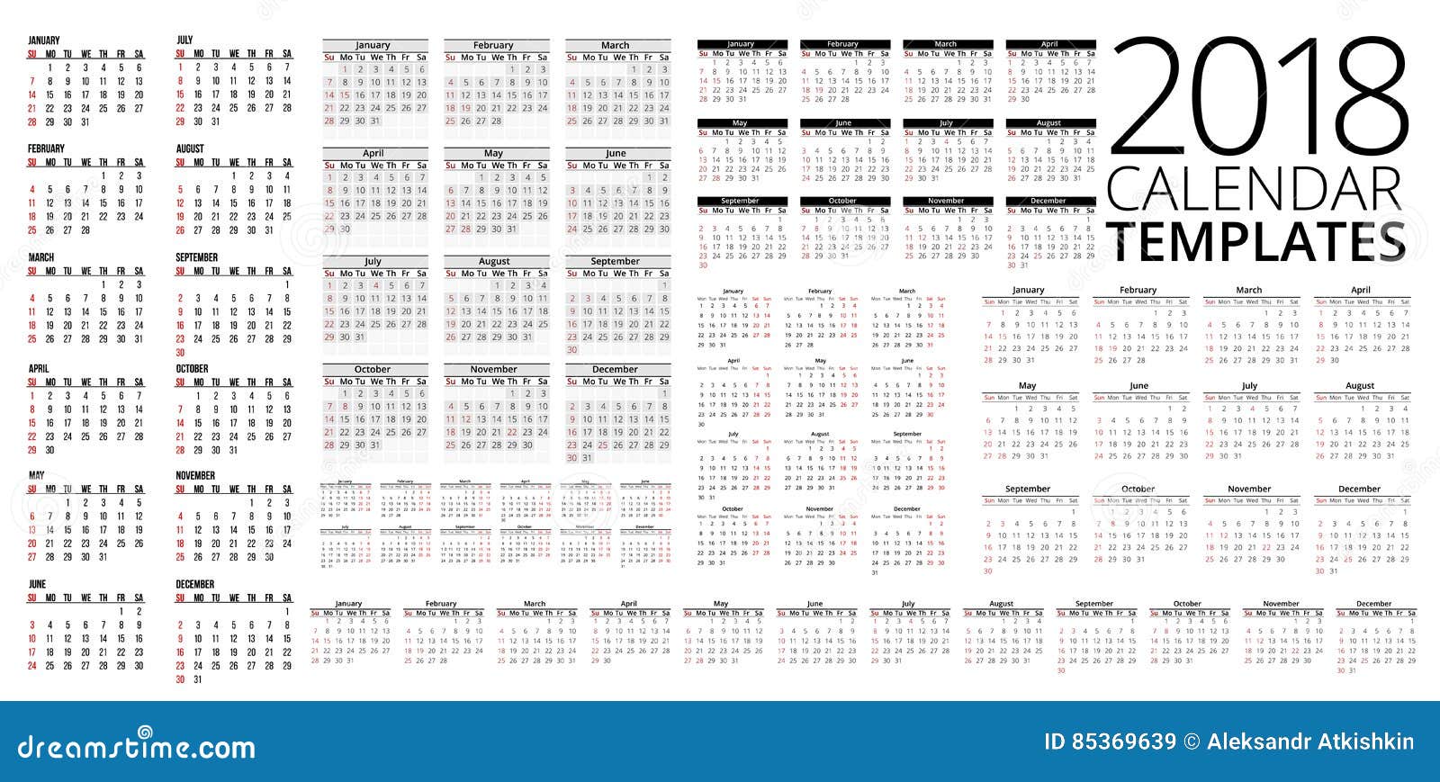 Calendar Grids For 2022 2023 2024 2025 Vector Illustration