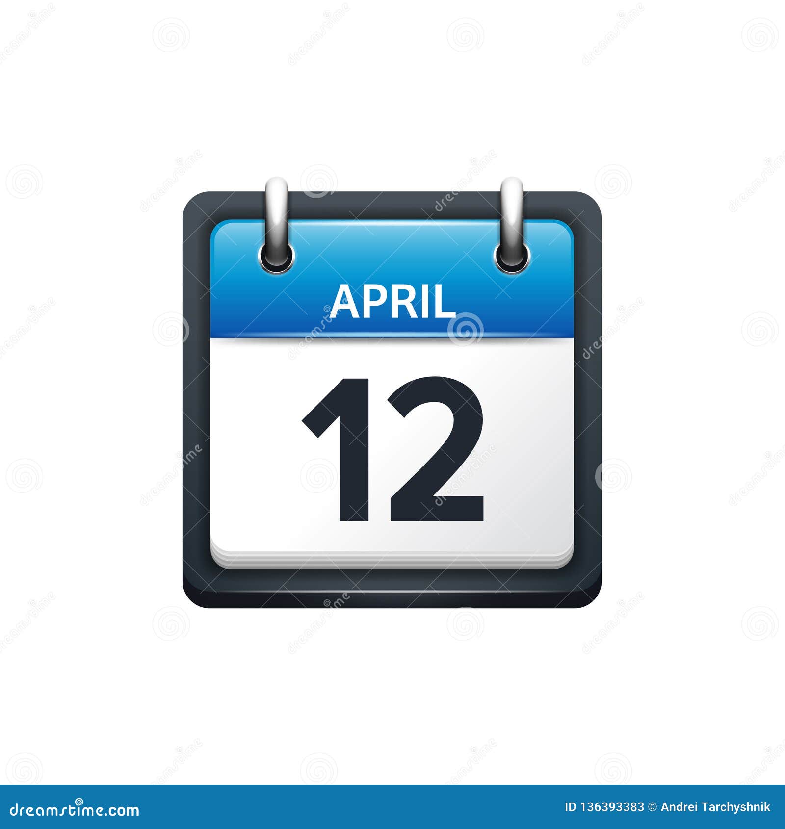 April 12. Calendar Icon.Vector Illustration,flat Style.Month and Date ...