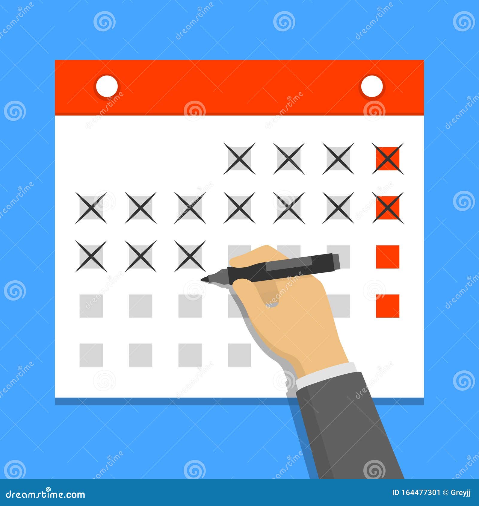 Calendar on the Wall and Hand Crossing Out Days on it Stock Vector - Illustration of days, sign: 164477301