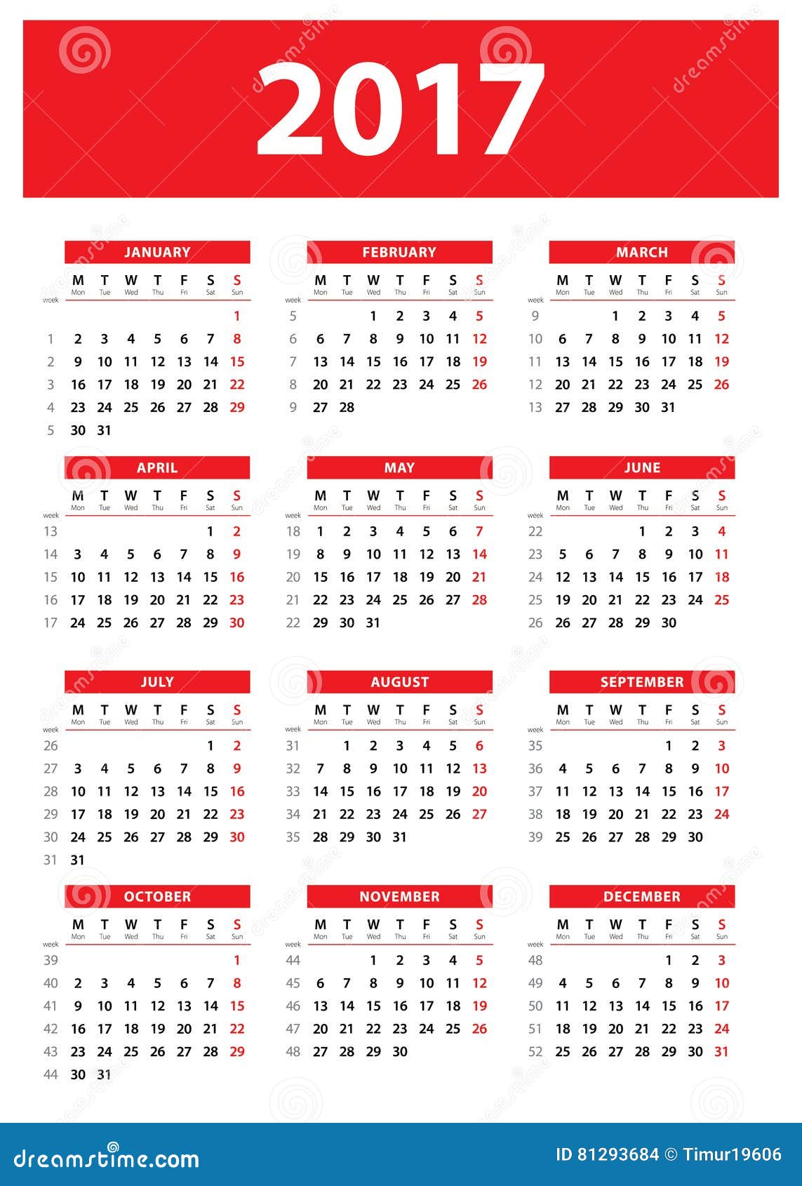 2017 week number calendar 2017 week number calendar