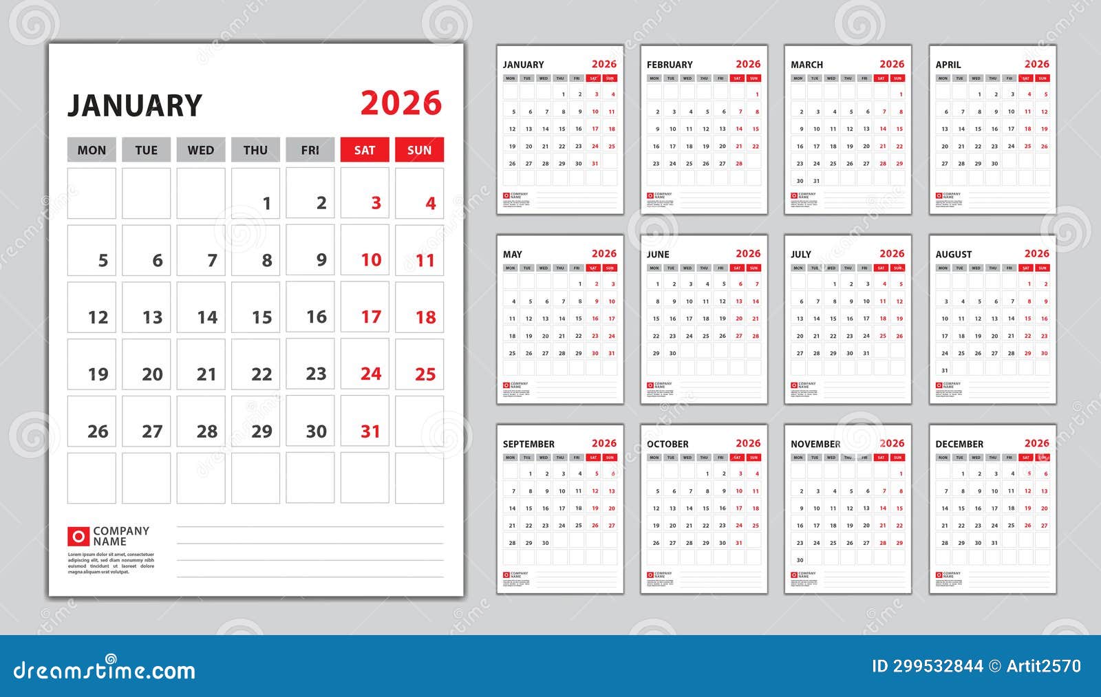 Calendar 2026 Template Set And 2027 Year Pastel Concept, Wall Calendar ...