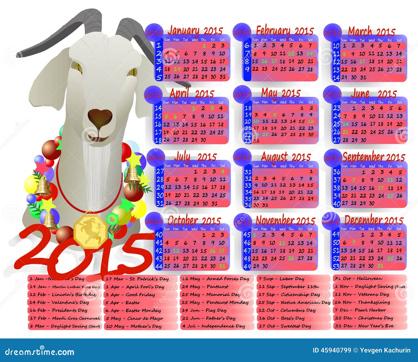 Calendar year of the goat stock vector. Illustration of holidays 45940799