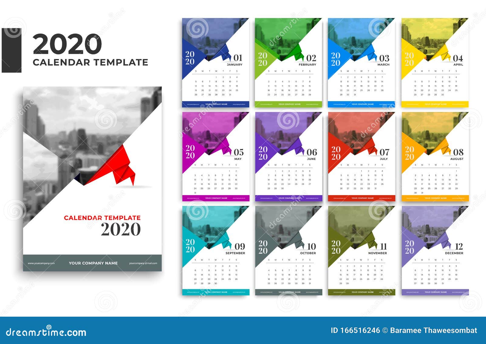 Calendar For 2020 Year January-December .Can Use For Cover  Design,Stationery Template,Planner,Diary,Souvenir,Yearly Calendar, Stock  Vector - Illustration Of Desk, Annual: 166516246