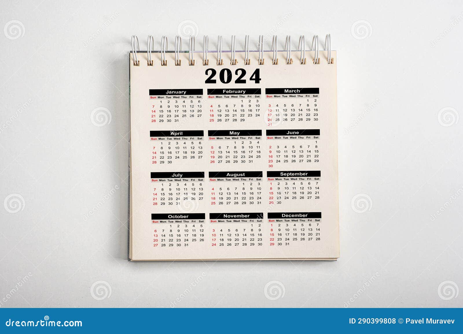 Calendar Year 2024 Schedule. 2024 Desk Calender Notepad on White