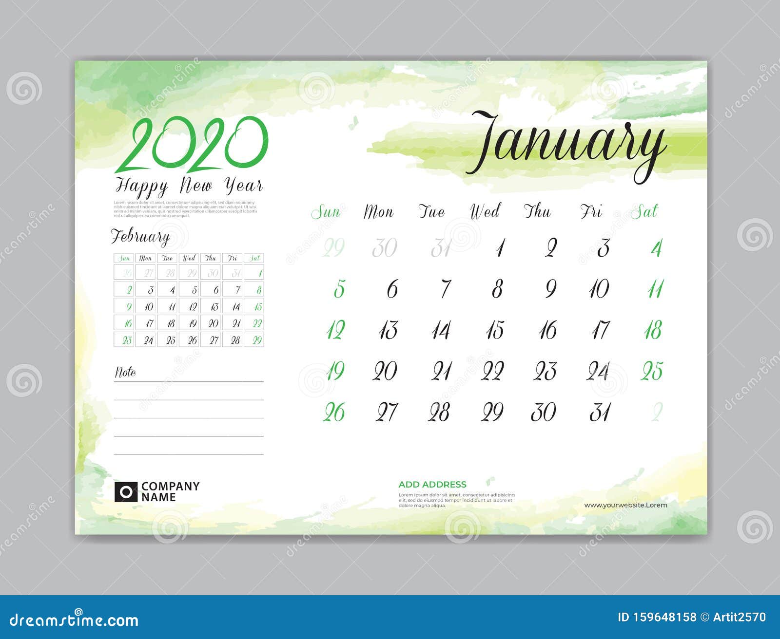 Calendar For 2020 Year Template January Month Desk Calendar 2020
