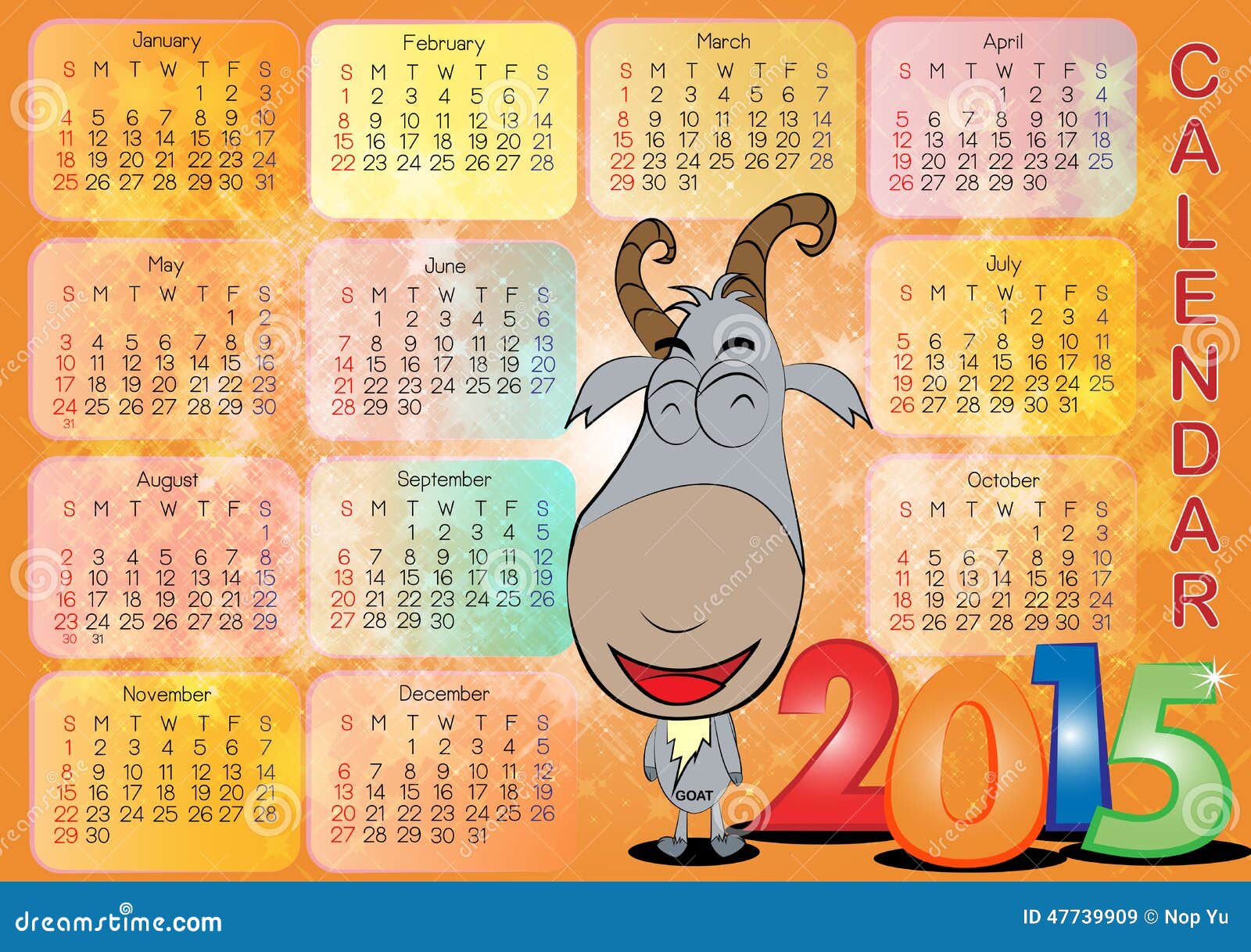 Calendar for Year 2015_011 stock vector. Illustration of design 47739909
