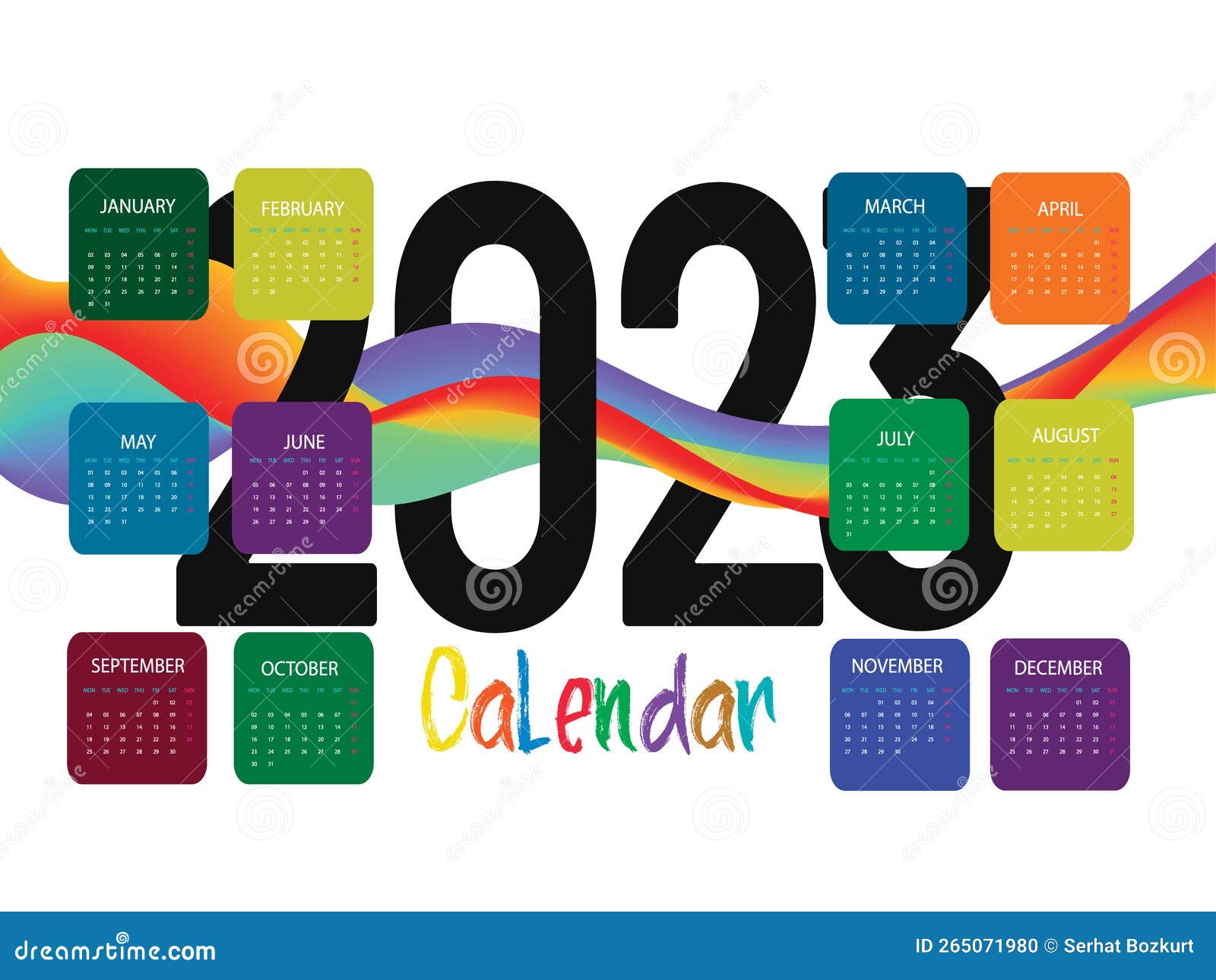 2023 Calendar Year Vector Illustration Stock Illustration