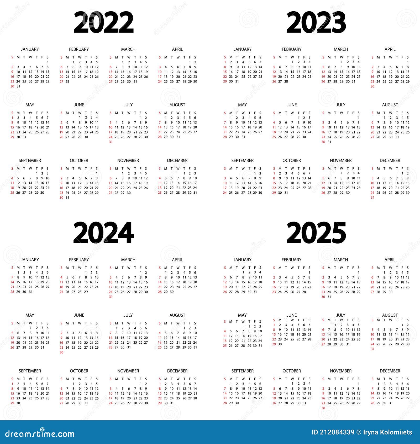 Calendrier éditorial 2023 Calendar 2022, 2023, 2024, 2025 Year. The Week Starts On Sunday. Annual Calendar Template. Yearly English Calendar. Yearly Stock Vector - Illustration Of Diary, Office: 212084339 Calendrier éditorial 2023 Calendar 2022, 2023, 2024, 2025 Year. The Week Starts On Sunday. Annual Calendar Template. Yearly English Calendar. Yearly Stock Vector - Illustration Of Diary, Office: 212084339