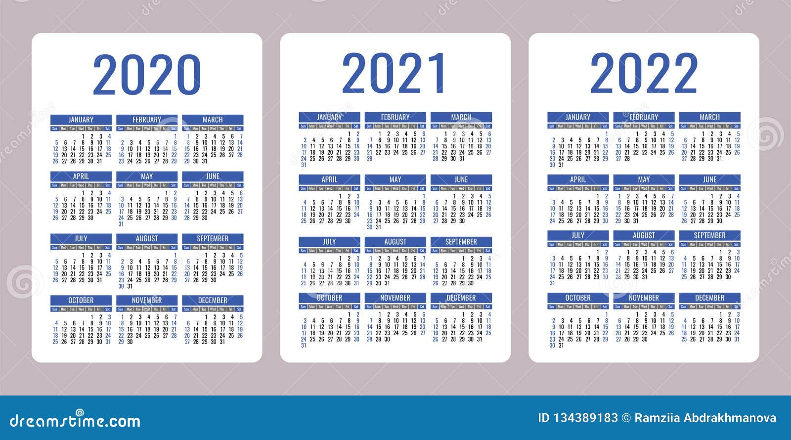 North American Feis Schedule 2022 Calendar 2020, 2021, 2022 Years. Vertical Vector Calender Design Template.  Set. Week Starts On Sunday Stock Vector - Illustration Of Wall, 2022:  134389183