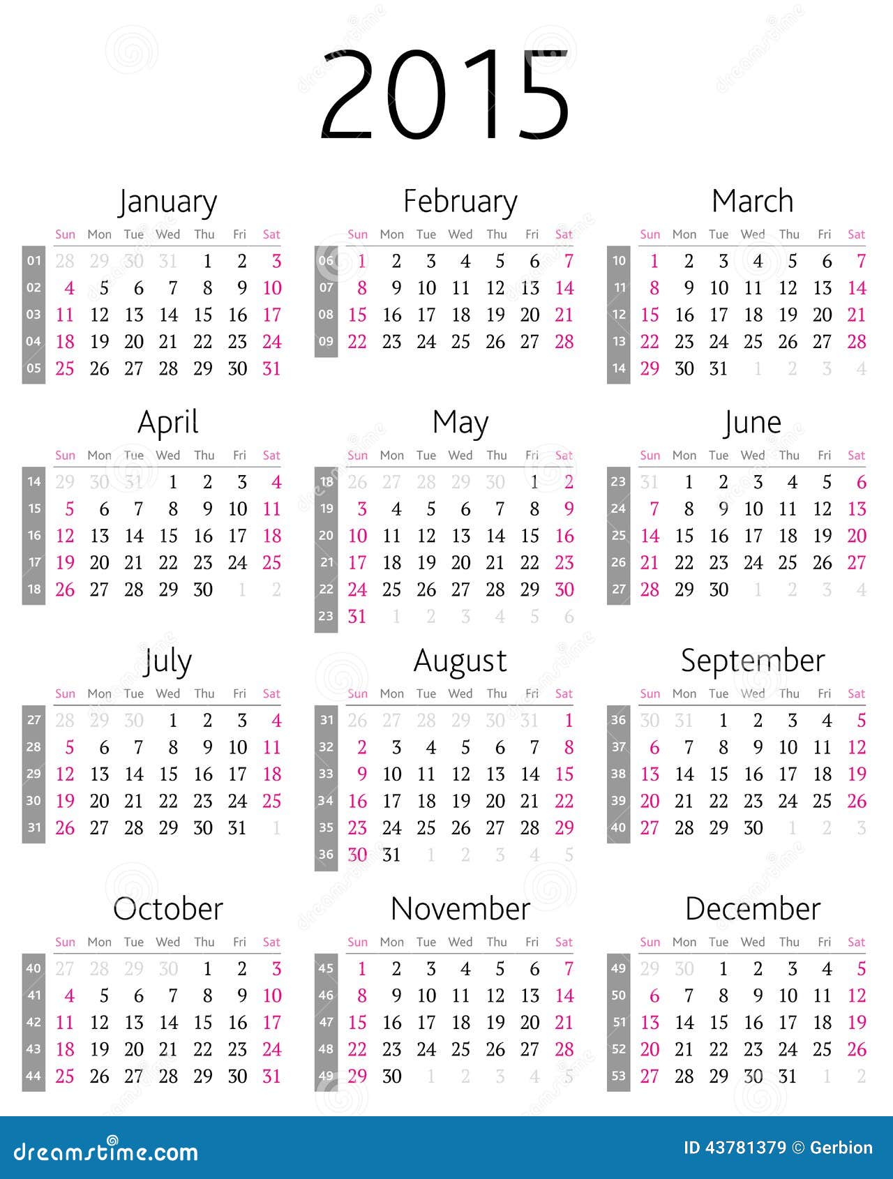 Calendario 2015 ilustración del vector. Ilustración de abril - 43781379, image size:1280x1690