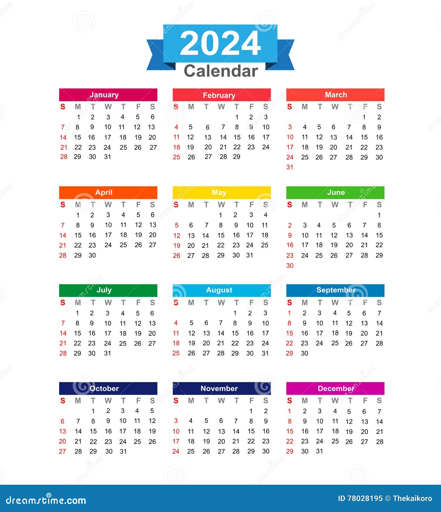 Calendario De 2024 Años Aislado En El Vector Blanco Del Fondo ...