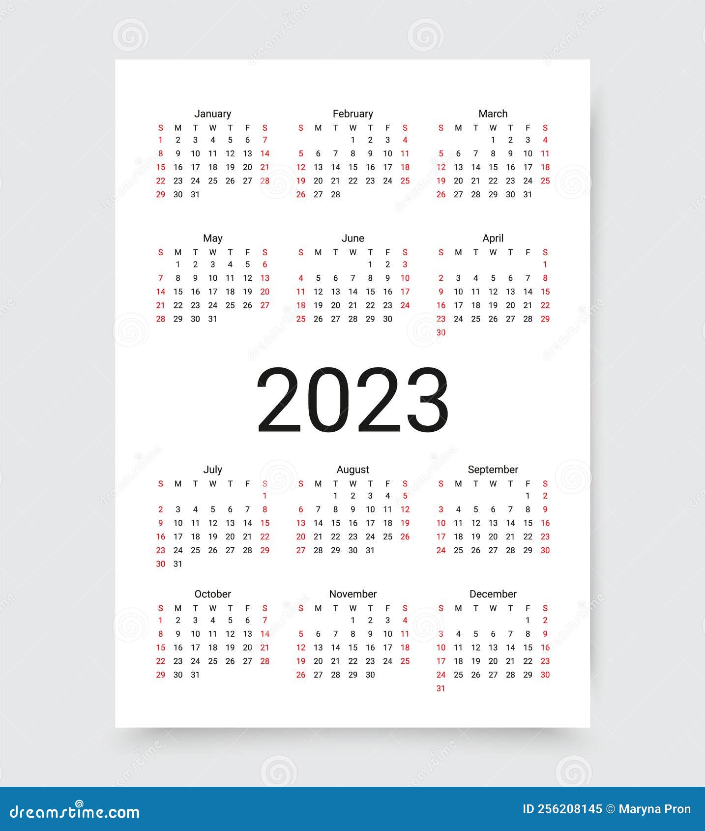 Meses Del Año 2023 Calendario De 2023. Calendario Con 12 Meses. Ilustración Vectorial  Ilustración del Vector - Ilustración de agosto, junio: 256208145