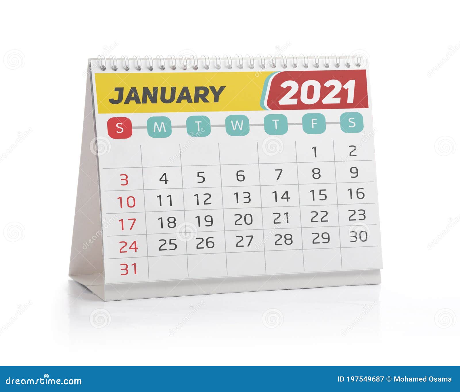 Calendario De Escritorio De Enero De 2021 Imagen de archivo - Imagen de  diario, enero: 197549687