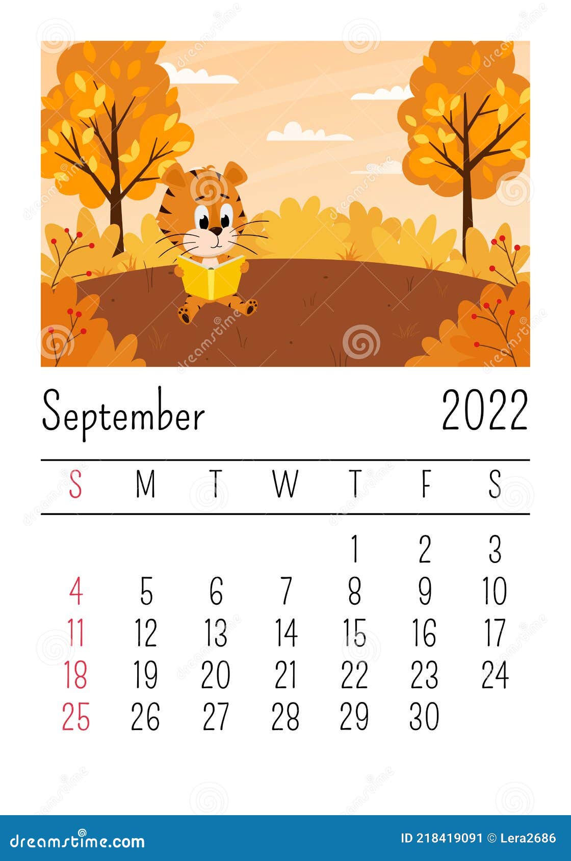 Plantilla De Diseño De Calendario De Pared De Tigre Para Septiembre De 2022  Ilustración del Vector - Ilustración de tarjeta, feliz: 222779715