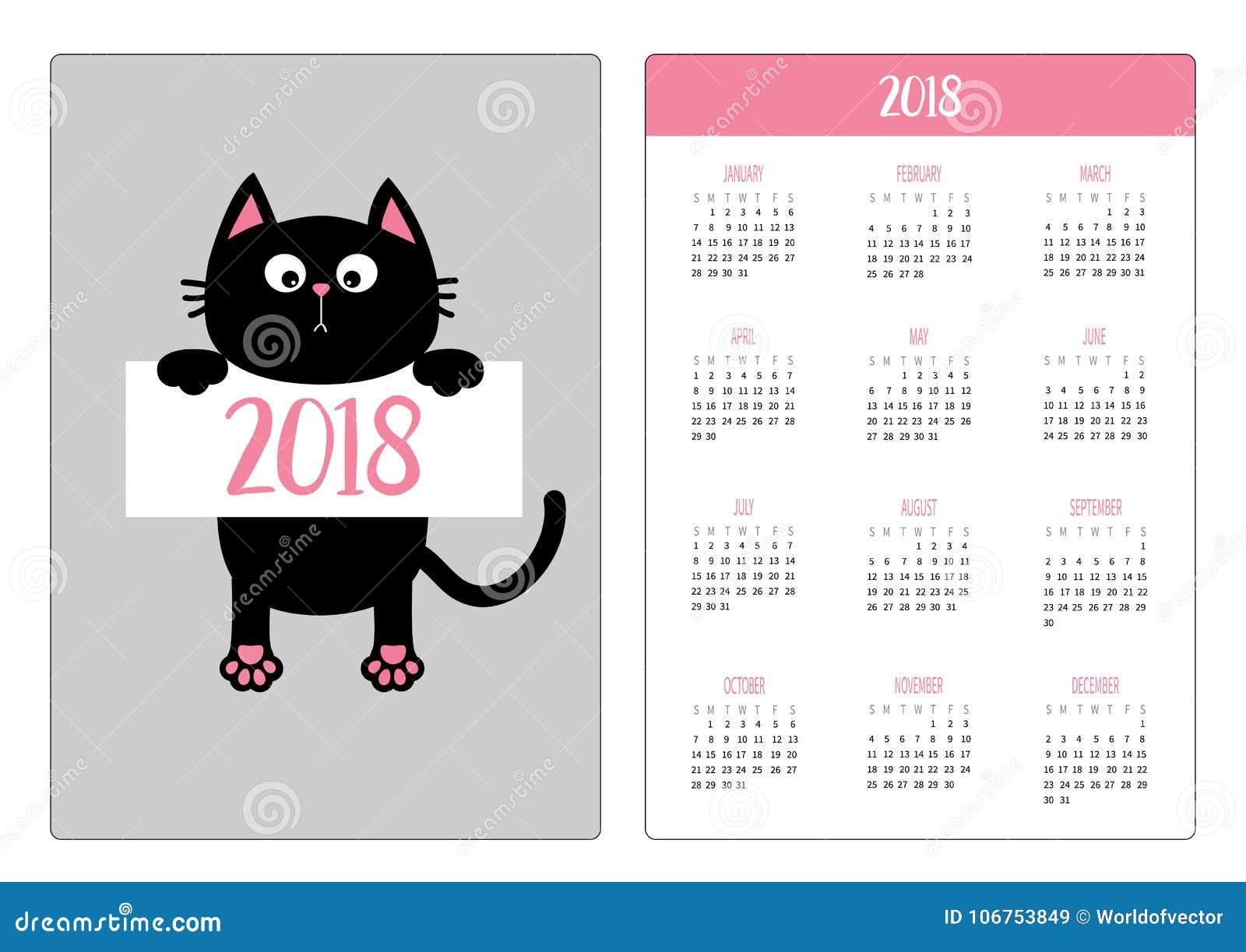 Calendario Del Bolsillo 2018 Anos La Semana Comienza Domingo Ejecucion Divertida Negra Del Gato En El Tablero De Papel Cuerpo Del Ilustracion Del Vector Ilustracion De Divertida 2018 106753849 calendario de años de los gatos