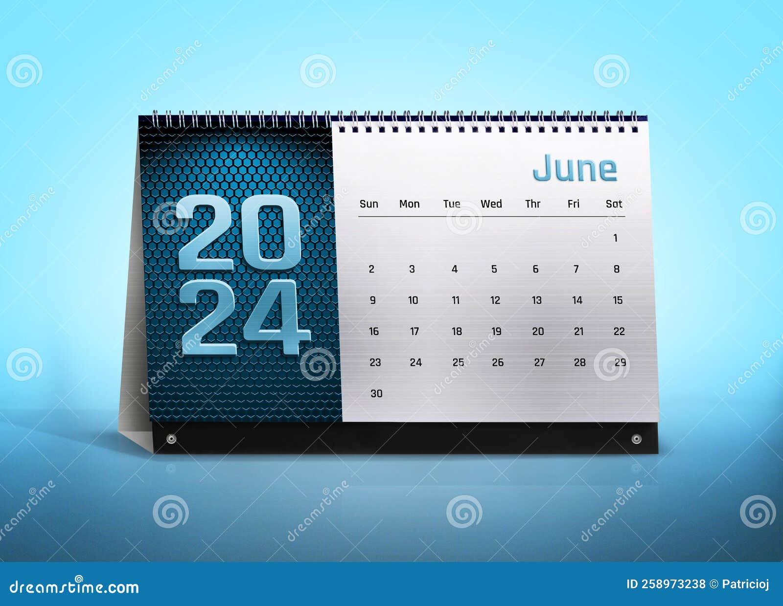 Calendario Di Giugno 2024 Isolato Su Sfondo Blu Con Spazio Per La Copia  Illustrazione di Stock - Illustrazione di mese, digitale: 258973238