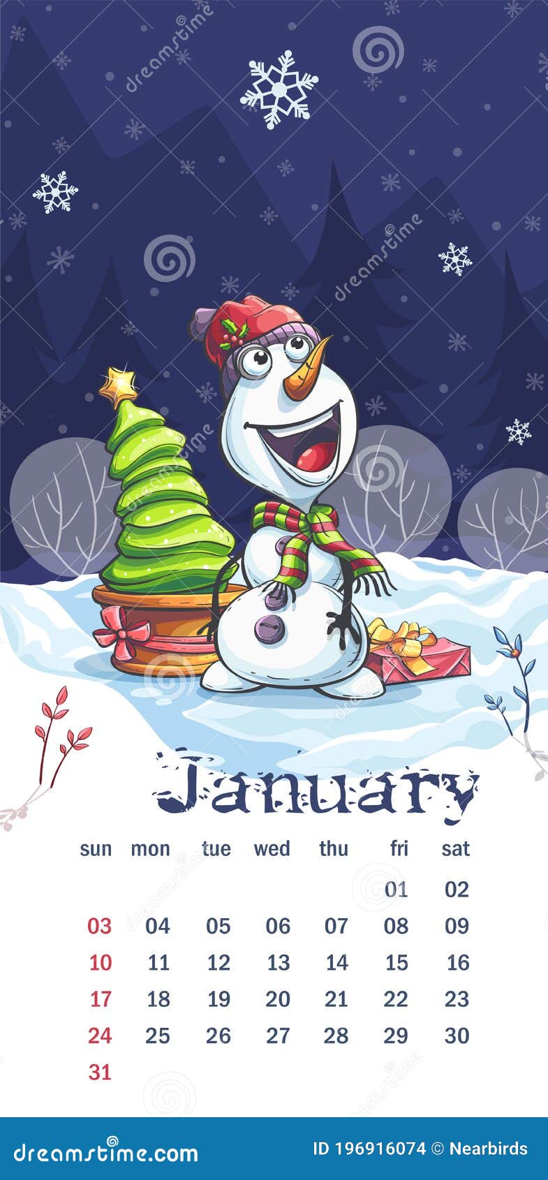 Calendario 2021 Enero La Divertida Caricatura De Imagen De Muñeco De Nieve  Ilustración del Vector - Ilustración de elemento, sombrero: 196916074