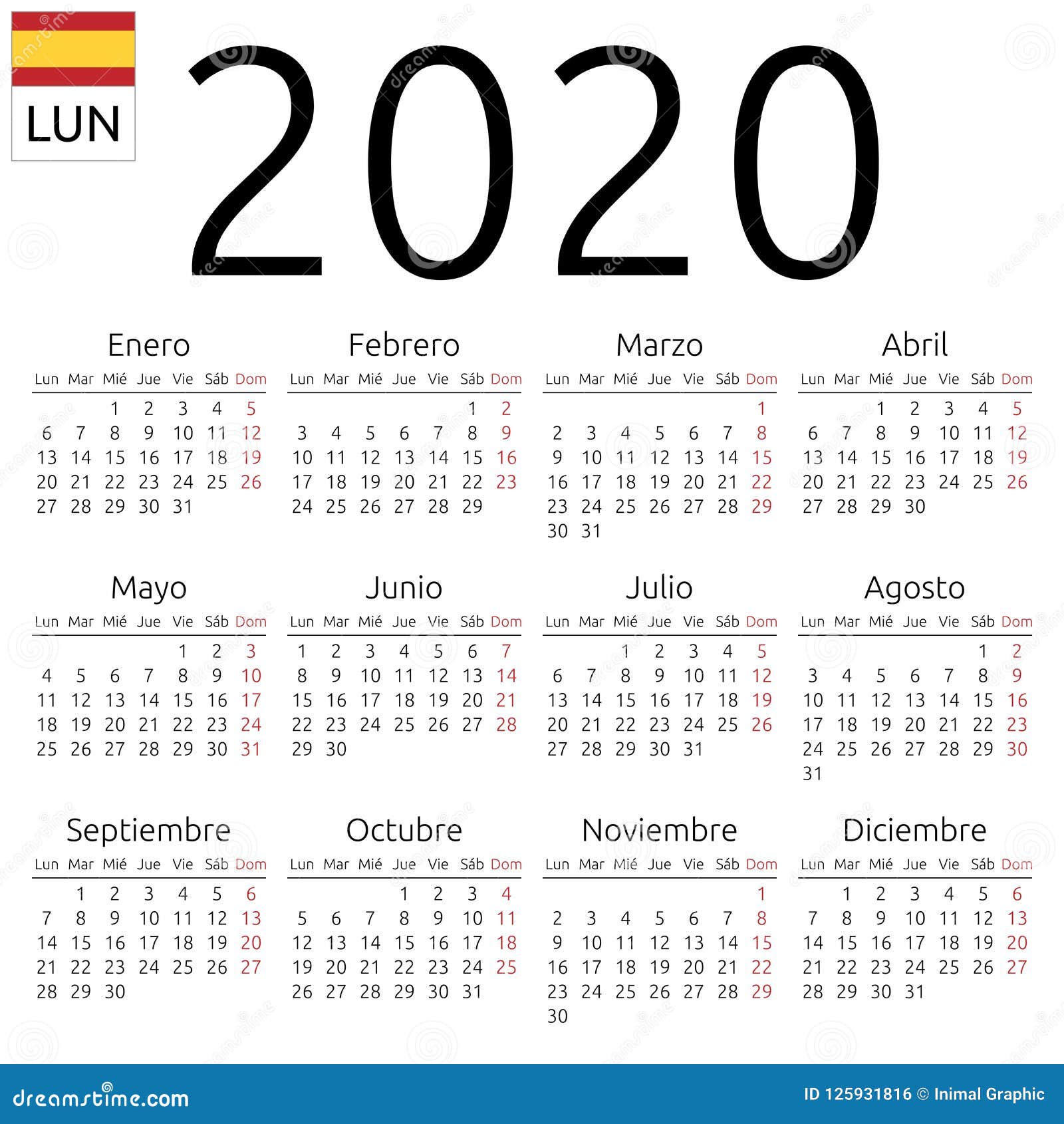Calendario 2020 Por Semanas Para Imprimir Calendario 2019
