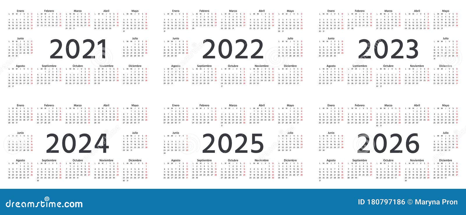 calendario-espa-ol-2021-2022-2023-2024-2025-2026-a-os-ilustraci-n-vectorial-plantilla-simple