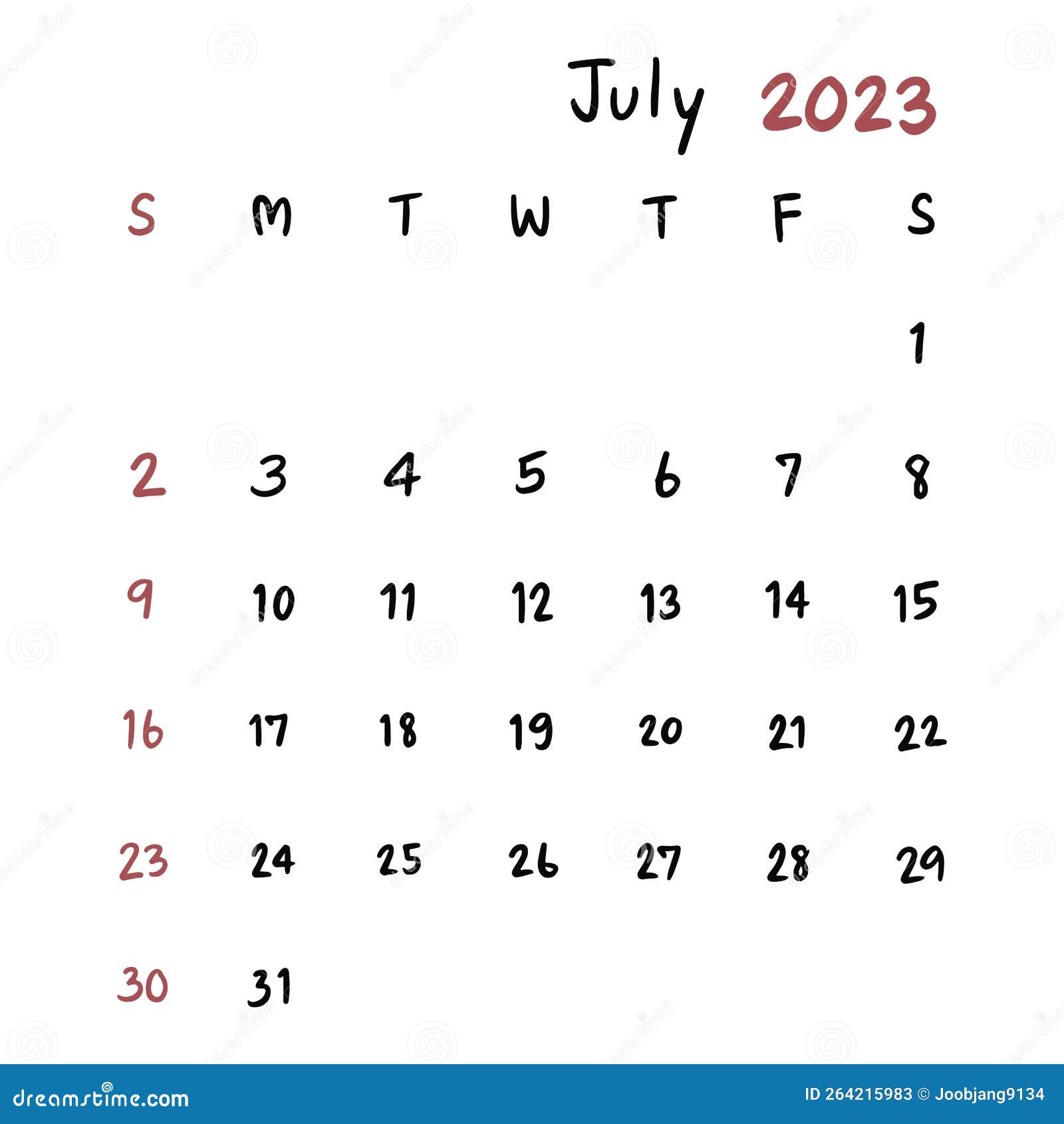 Calendario Mes De Julio Calendario Julio 2023 Sorteo De Mano Ilustración del Vector - Ilustración  de fecha, bosquejo: 264215983