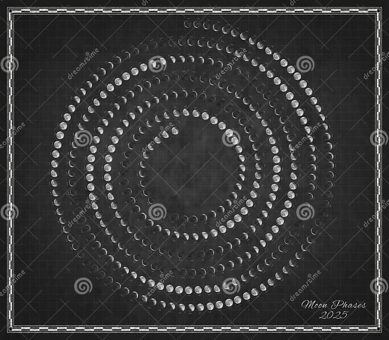 Calendario Lunar 2025 Fases De La Luna Espiral Foto de archivo Imagen